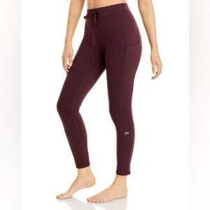 ALO Yoga Women's burgundy/red Leggings Check Pointe Drawstring Leggings Size S